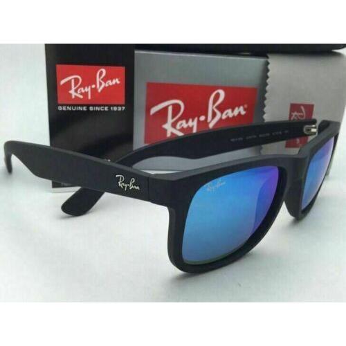 Ray-Ban sunglasses JUSTIN - Black Rubber Frame, Blue Mirror Lens 4