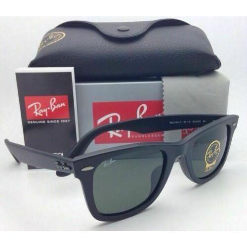 Ray-ban Wayfarer Sunglasses RB 2140-F 901-S 52-22 Matte Black Frame/green Lenses