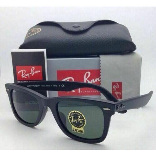 Ray-Ban sunglasses WAYFARER - Matte Black Frame, Crystal Green Lens 1