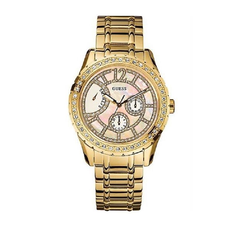 Guess Gold S/steel Multi Function Mop Crystals Waterpro 100 M WATCH-U17515L1