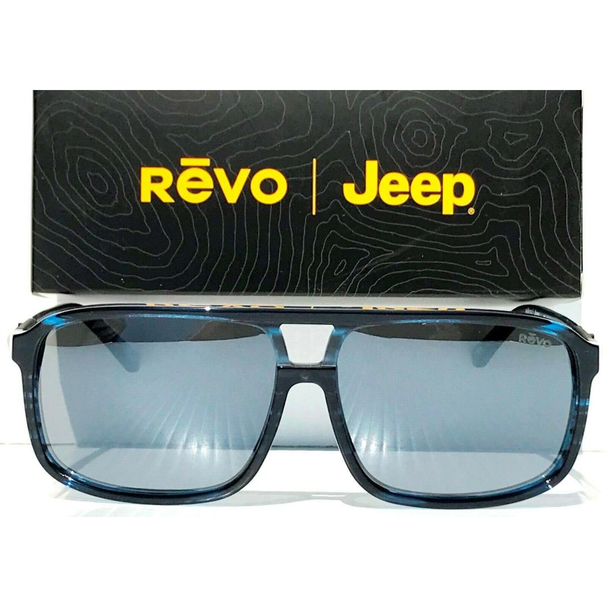 Jeep Revo Desert Blue Horn Black Polished Polarized Grey Lens Sunglass 1165 05