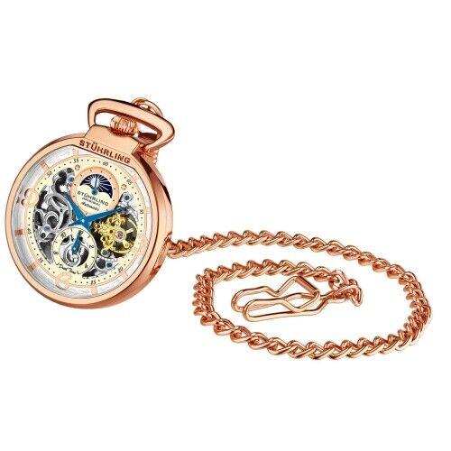 Stuhrling 991 03 Modena Mechanical Automatic Skeleton Mens Pocket Watch