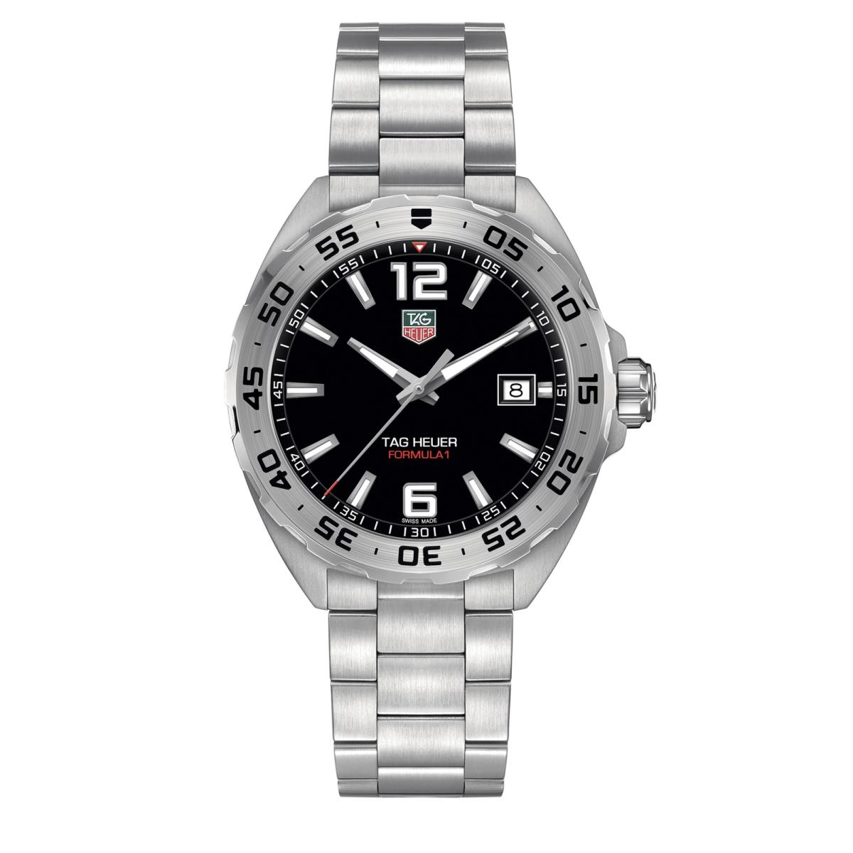 Tag Heuer WAZ1112.BA0875 Men`s Formula 1 Stainless Steel Watch 41mm Case - Dial: Black, Band: Silver, Bezel: Black