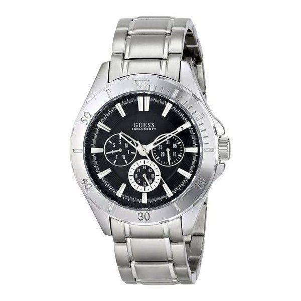 Guess 2 PC Set Silver Tone Black+silver Bands Multi Function Watch W0361G1