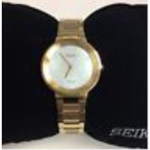 Seiko Core Series Women`s Gold Tone Stainless Steel Mop Dial Solar Watch SUP386