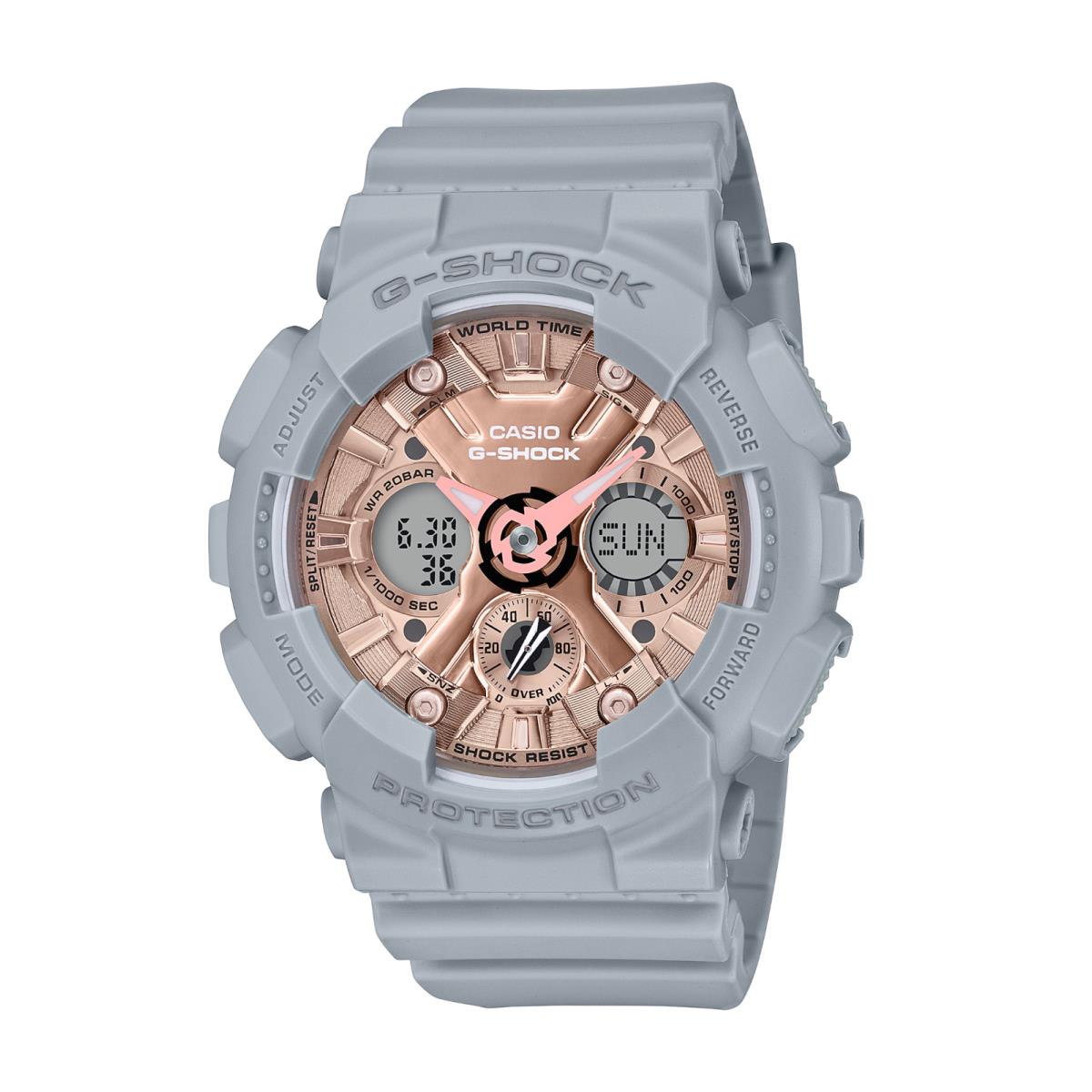 Casio G-shock GMAS120MF-8A Ana-digi Gray Resin Rose Gold Quartz Wrist Watch