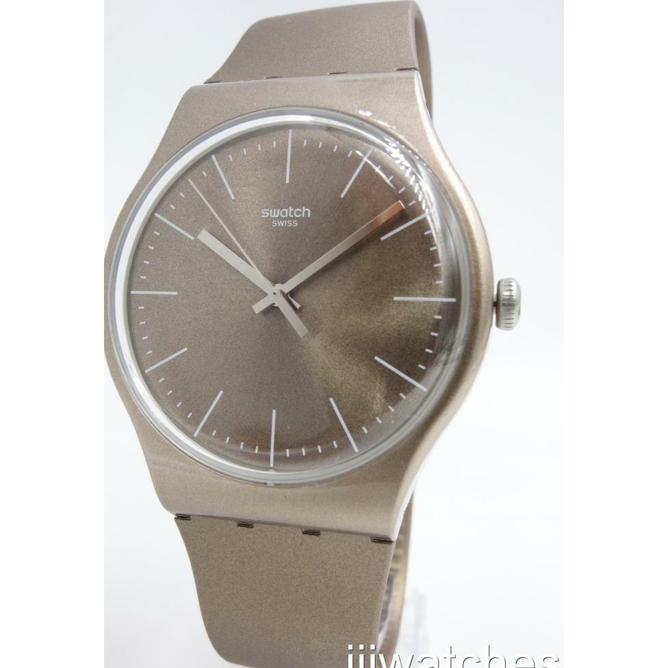 Swiss Swatch Originals Powderbayang Metallic Silicone Watch 41mm SUOM111