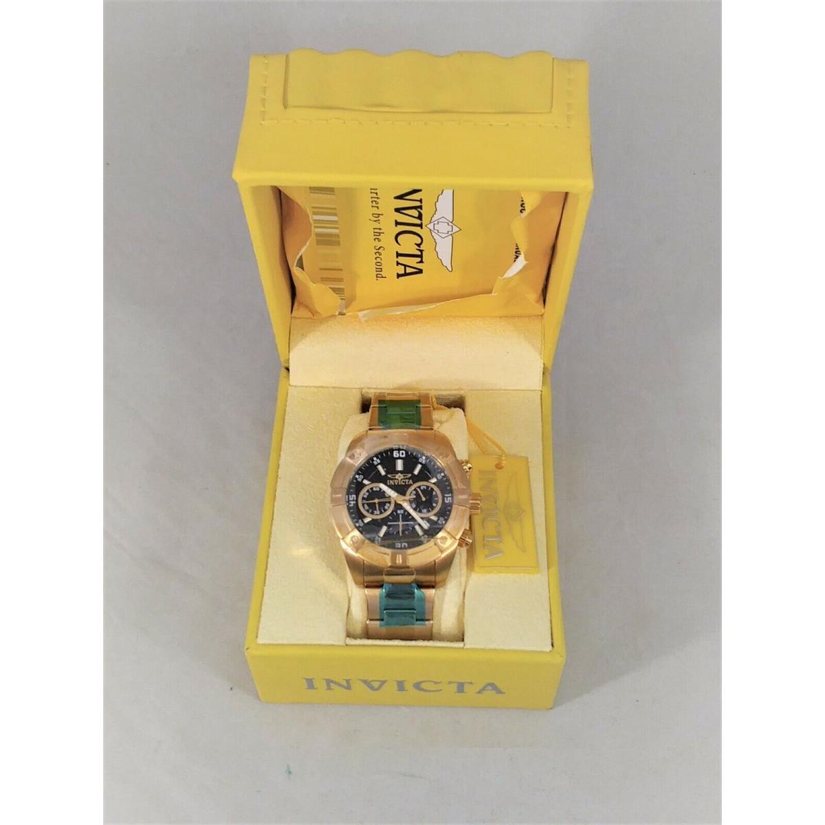 Invicta watch Specialty - Black Face, Gold Dial, Gold Band