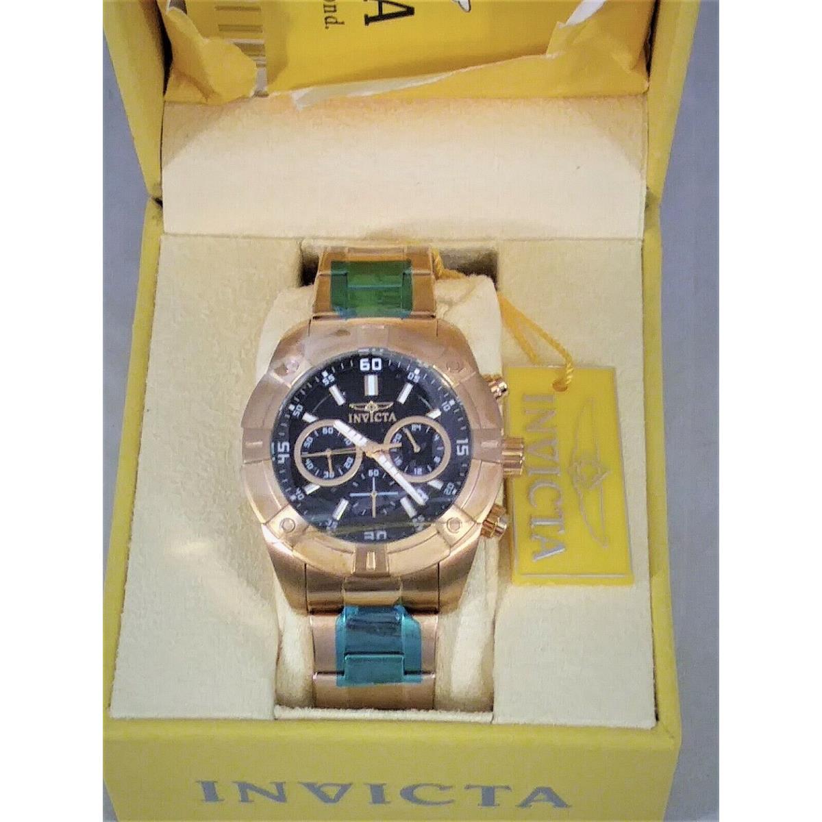 Invicta watch Specialty - Black Face, Gold Dial, Gold Band