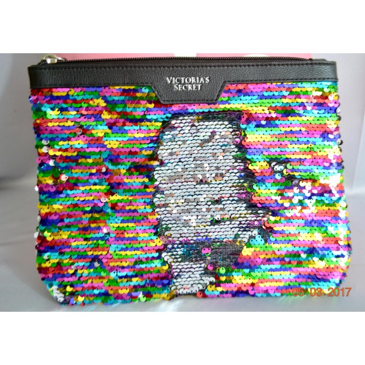 Victorias Secret Flip Sequins Bling Carrie All Pouch Wristlet Bag Cosmetic