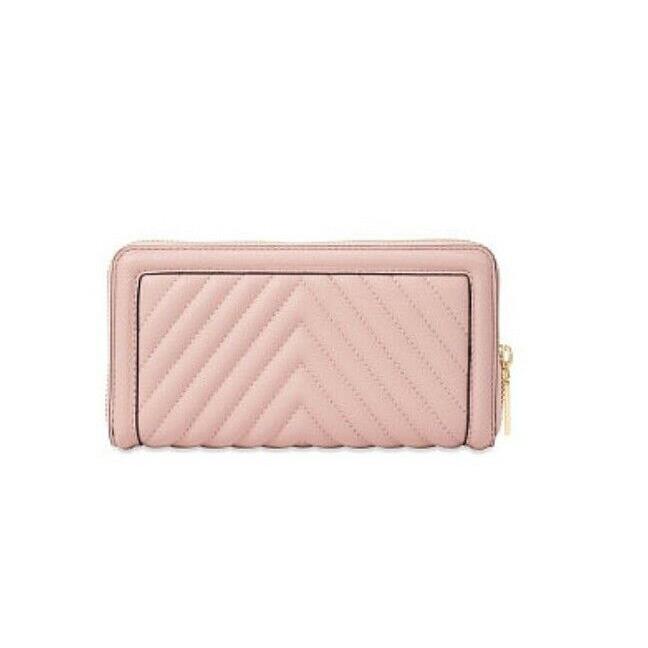 Victoria Secret Zip Around Wallet Pink Quilted Logo