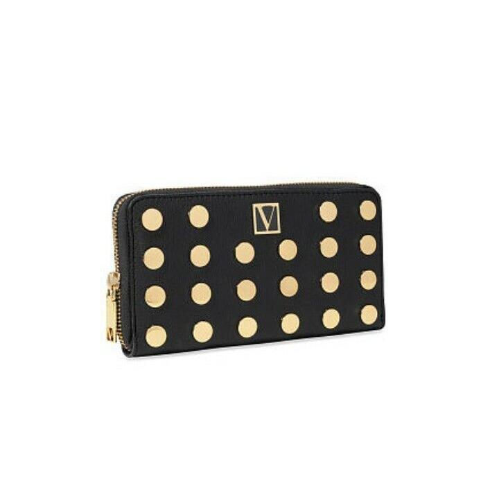 Victoria Secret Black Studded Zip Around Wallet