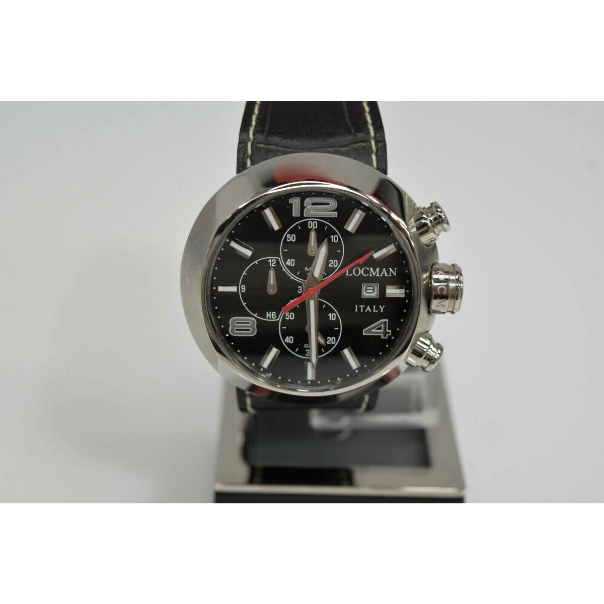 Locman Change Black Leather Black Dial Chronograph 420BKSL Watch