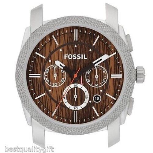 New-fossil Machine Silver Tone+brown Wood Grain Chrono Dial Only Watch C241000