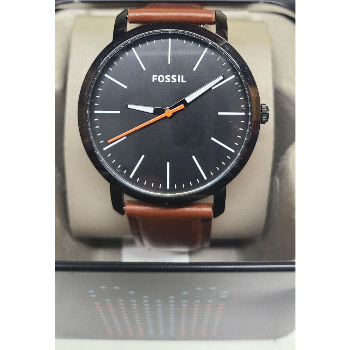 Fossil BQ2310 Luther 3H Black Dial Brown Leather Strap Men`s Watch