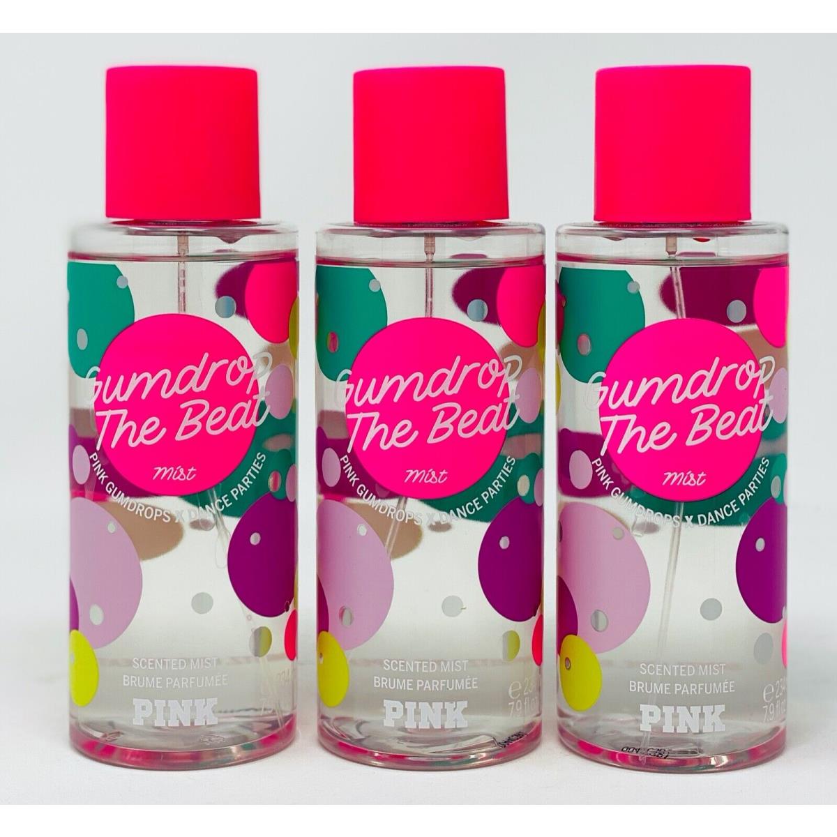 Gumdrop The Beat Victoria`s Secret Pink Fragrance Mist Body Perfume Set OF 3