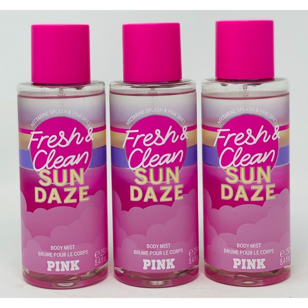 Fresh Clean Sun Daze Victoria`s Secret Pink Fragrance Mist Body Perfume Set OF 3