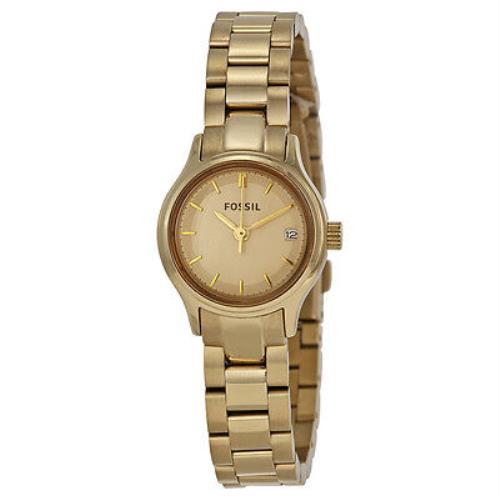 New-fossil Archival Mini Brushed Polished Gold Tone S/steel Watch+date ES3166