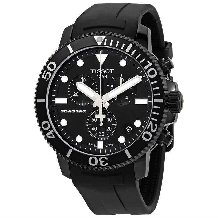 Tissot Seastar 1000 Chronograph Quartz Black Dial Men`s Watch T120.417.37.051.02 - Dial: Black, Band: Black, Bezel: Black