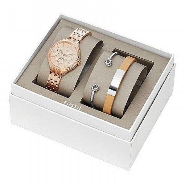 Fossil 3 PC Set Rose Gold Tone 2 Silver Tone Bracelets WATCH-BQ3239SET