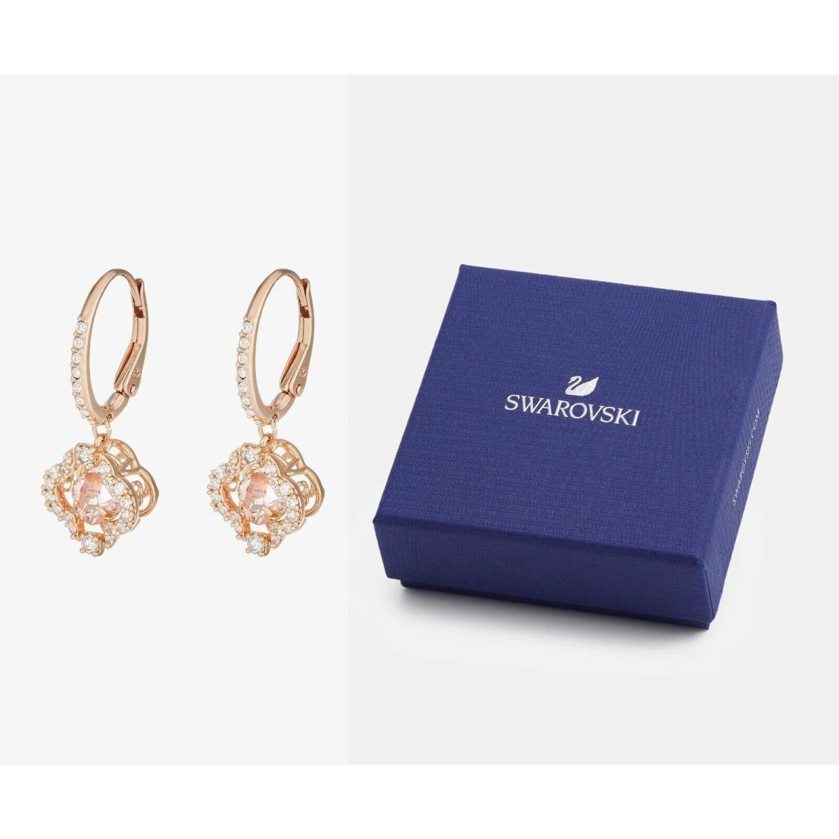 in Gift Box Swarovski 5516477 Rose Gold Pink Sparkling Dance Clover Earrings