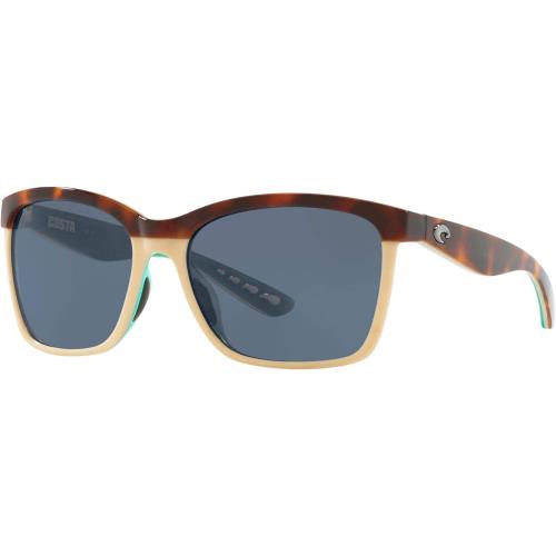 Costa Del Mar Women`s Anaa Rectangular Sunglasses Polarized 55mm Grey Lens