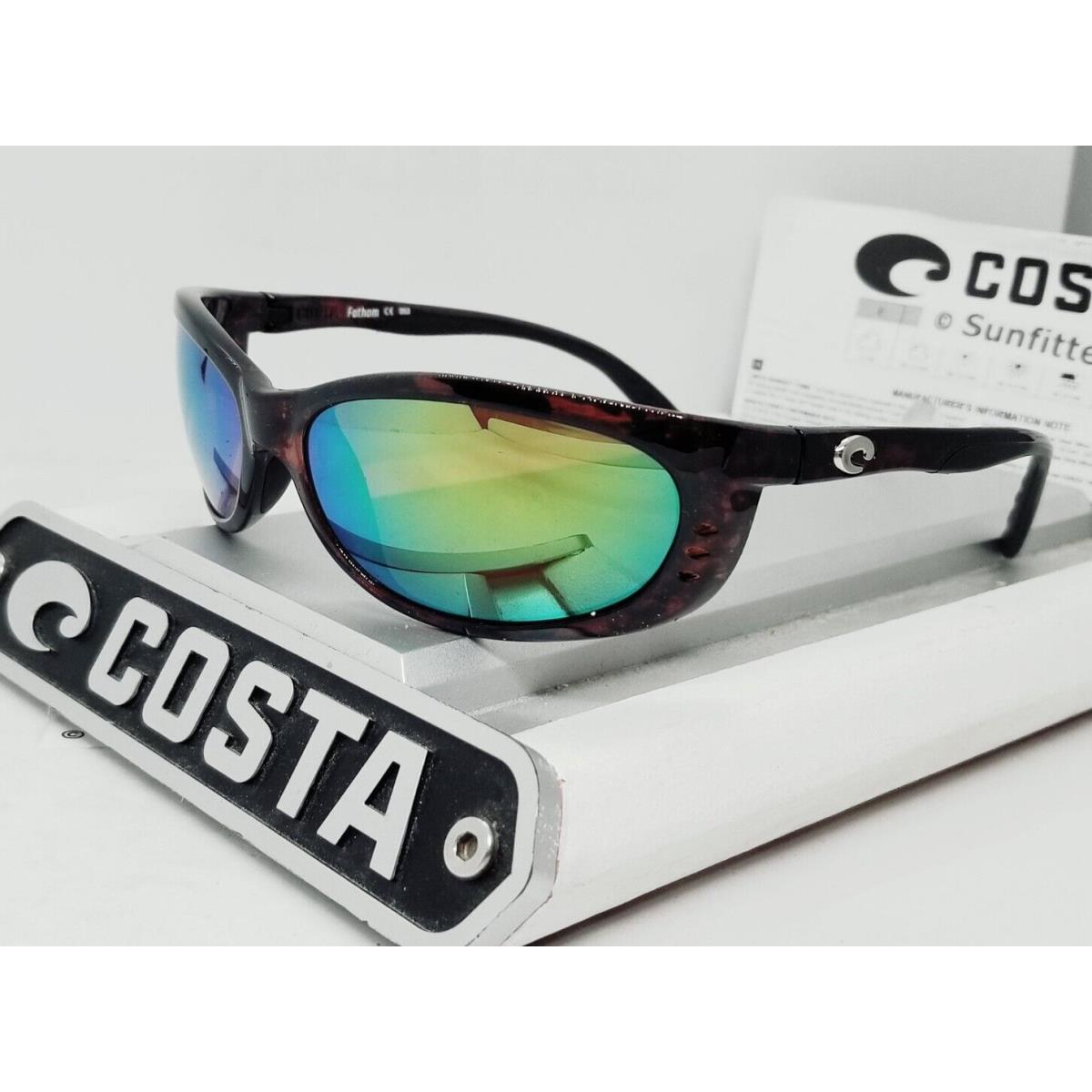 Costa Del Mar Tortoise/green Mirror Fathom Polarized 580P Sunglasses - Frame: Brown, Lens: Green