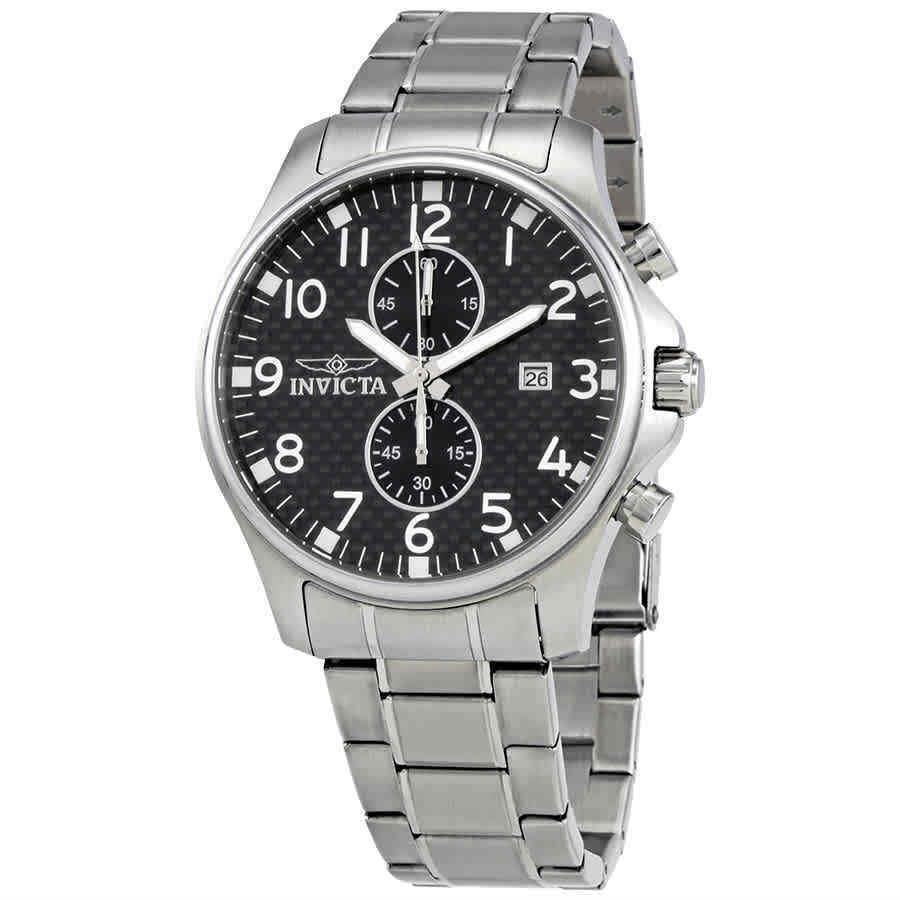 Invicta II Multifunction Black Dial Stainless Steel Men`s Watch 0379