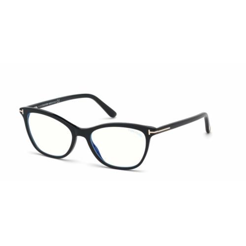 Tom Ford FT 5636-B 001 Shiny Black/blue Block Women`s Eyeglasses