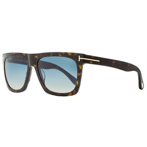 Tom Ford Rectangular Sunglasses TF513 Morgan 52W Dark Havana 57mm FT0513 - Frame: Brown, Lens: Blue