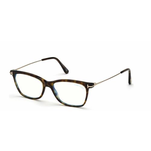 Tom Ford FT 5712-B 052 Dark Havana/blue Block Women`s Eyeglasses