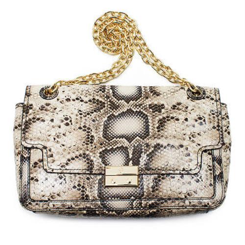 Tory Burch Elise Snake Ivory Shoulder Bag Natural Magnetic Closure Purse