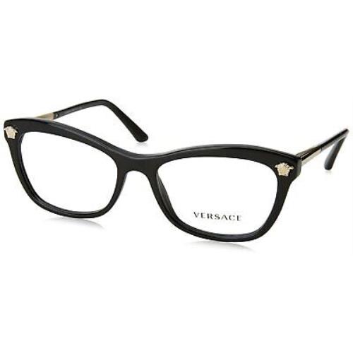 Versace VE 3224 GB1 Black Plastic Cat-eye Eyeglasses 54mm