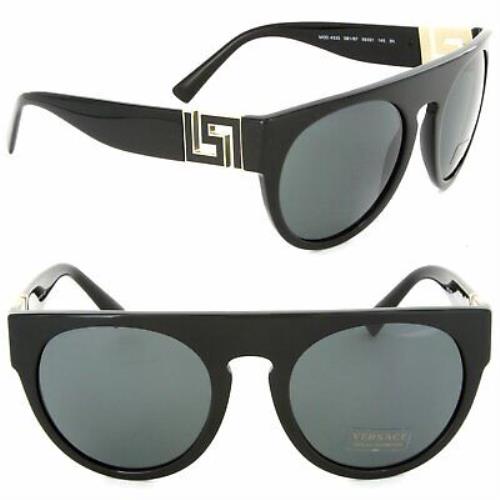 Versace VE4333 GB1/87 Round Sunglasses Black / Grey Lens