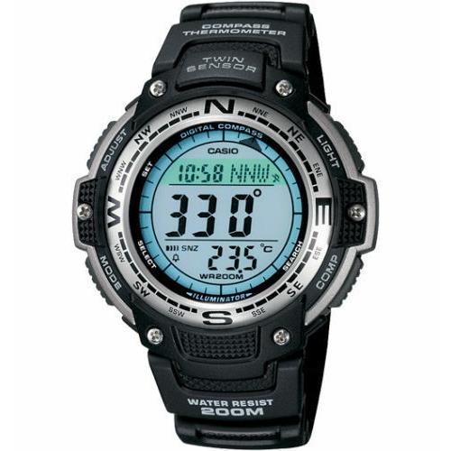 Casio SGW100-1V Twin Sensor Watch Compass Thermometer 200 Meter WR 5 Alarms - Dial: Black