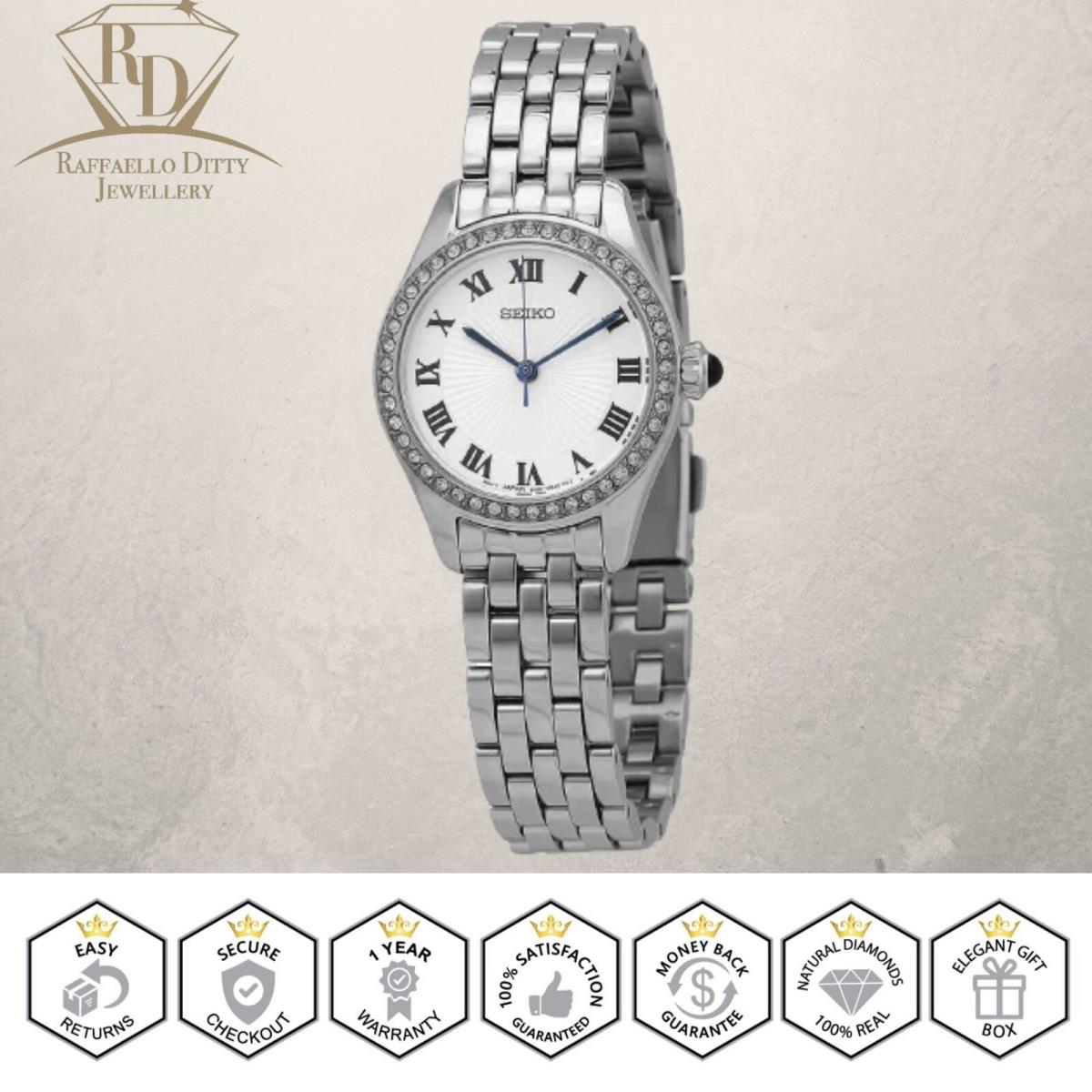 Seiko Ladies Watch Classic Quartz White Dial Stainless Steel Bracelet SUR333