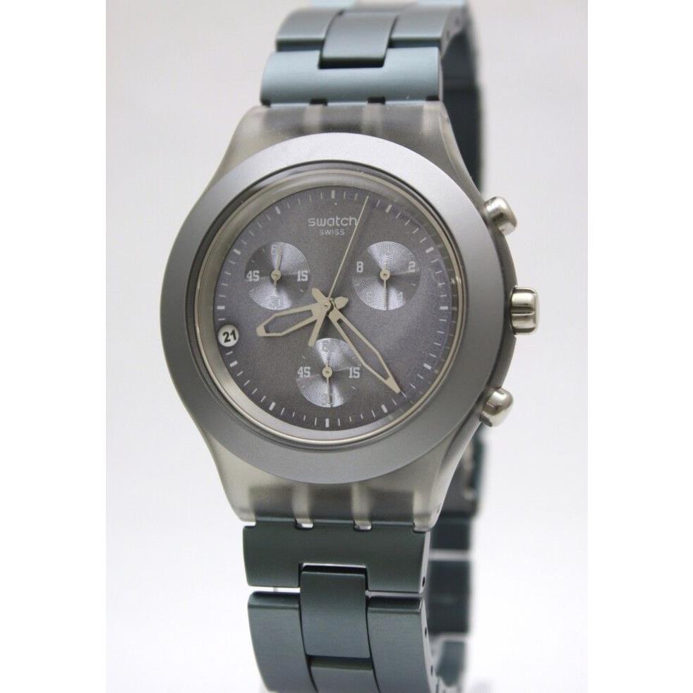 Swatch Irony Chronograph Full Blooded Smoky Gray Watch Date SVCM4007AG