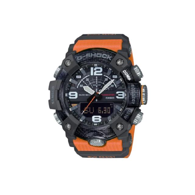 Casio Men`s Watch G-shock Mudmaster Orange Resin Strap Analog-digital GGB100-1A9 - Face: Black, Dial: Black, Band: Orange