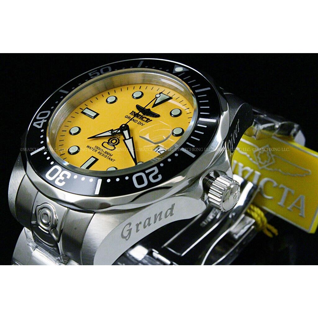 Invicta Men`s 47MM Grand Diver Automatic NH35 Yellow Dial S.s Bracelet Watch