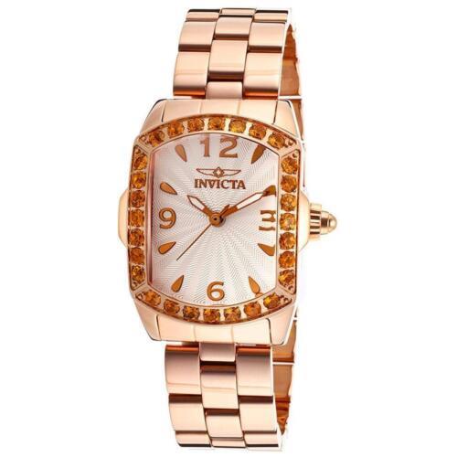 Invicta 14137 Lady Lupah Exotic Gemstone Limited Edition 001/500 Womens Watch - White Dial, Rose Gold Band