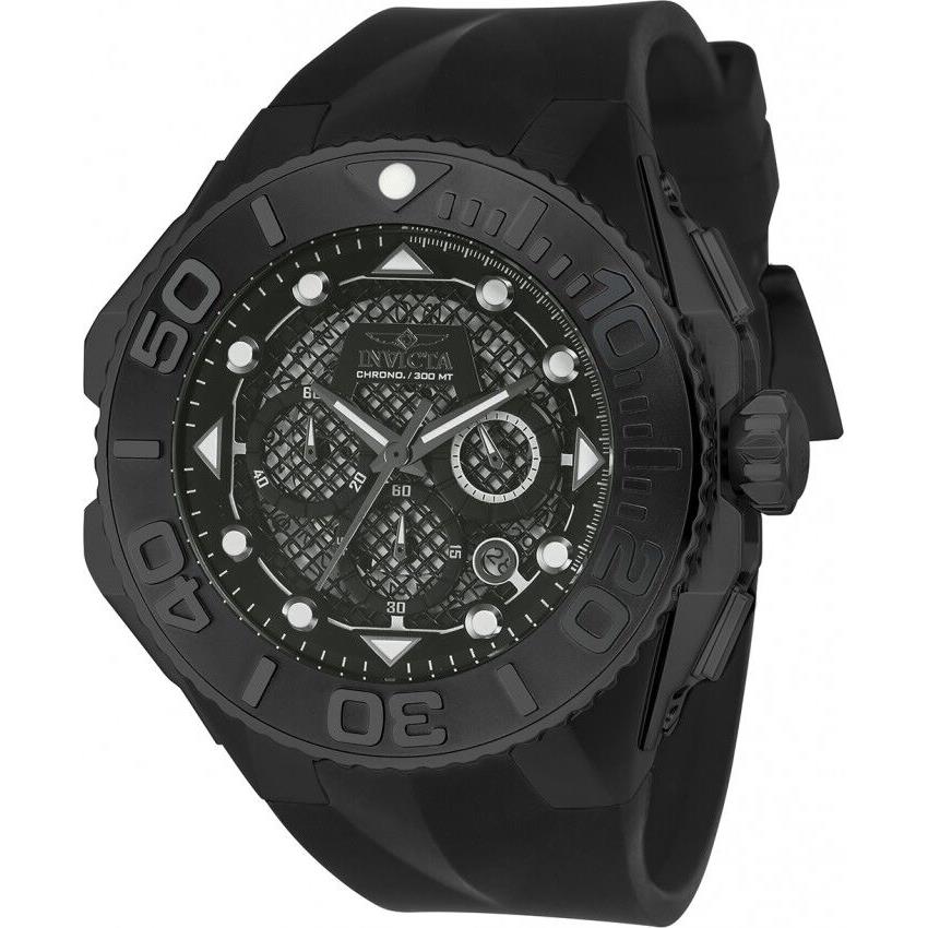 Mens Invicta 23963 Coalition Forces Chronograph Black Dial Rubber Watch - Black Dial, Black Band