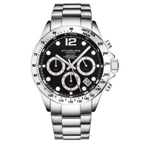 Stuhrling 3961 5 Quartz Chronograph Date Stainless Steel Bracelet Mens Watch