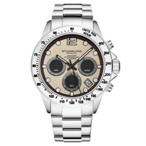Stuhrling 3961 3 Quartz Chronograph Date Stainless Steel Bracelet Mens Watch