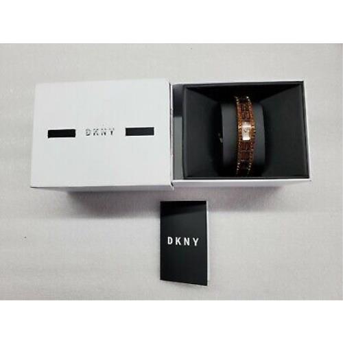 Dkny Brown Dial Crystals Pave Brown Bangle Bracelet Women`s Watch NY8632