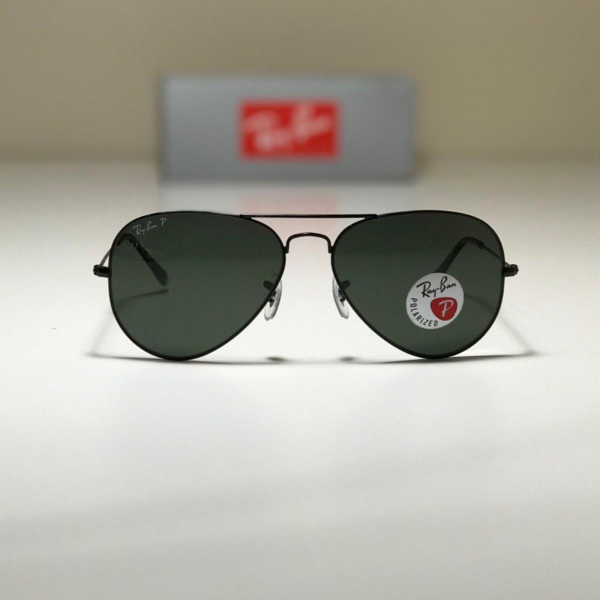 Ray-ban Aviator Classic Black RB3025 002/58 58-14 58mm Polarized Green G15 - Frame: Black, Lens: Green