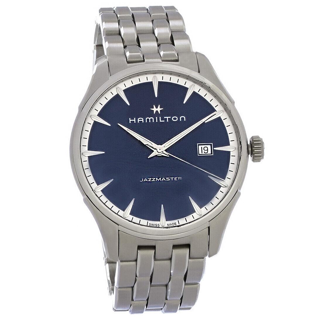 Hamilton Jazzmaster Mens Stainless Steel Blue Dial Quartz Watch H32451141