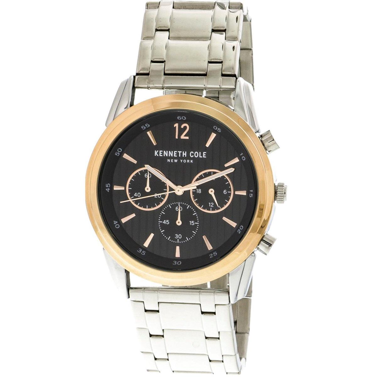 Kenneth Cole Silver Tone Rose Gold Accent Chrono Bracelet Watch KC50229005