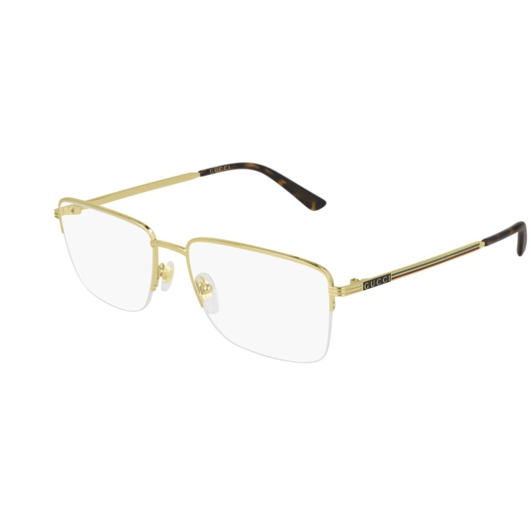 Gucci GG 0834O 004 Gold Rectangle Unisex Eyeglasses