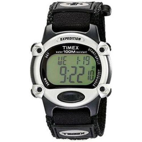 Timex Men`s T48061 Expedition Full-size Digital Cat Black Fast Wrap Strap Watch - Black/Silver-Tone Fast Wrap