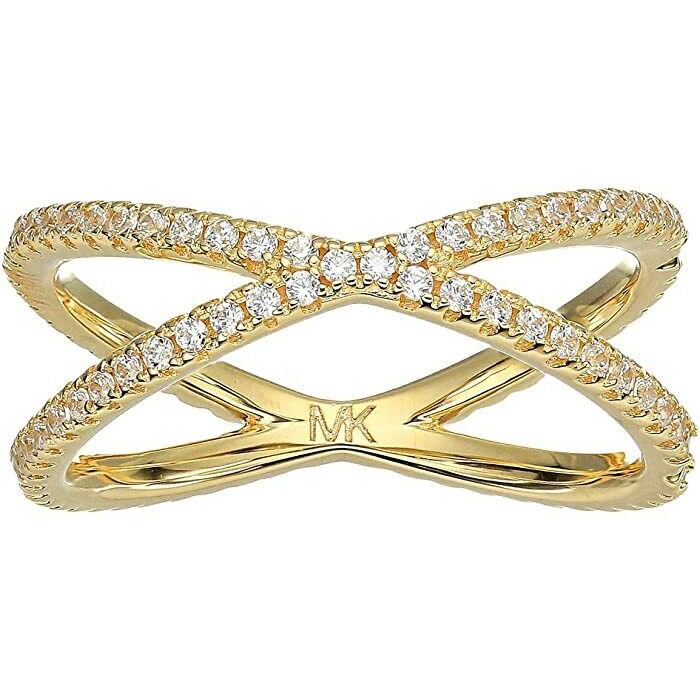 Michael Kors Yellow Gold 925 Sterling Silver Crystal Pave Nesting Ring Sz 6  +box | 796483400344 - Michael Kors jewelry - Yellow Gold | Fash Direct